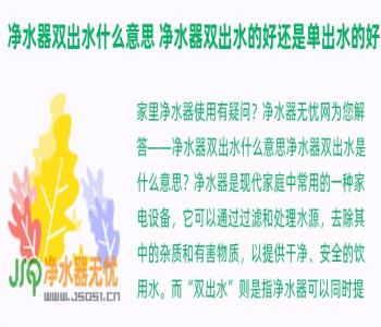 净水器双出水什么意思 净水器双出水的好还是单出水的好