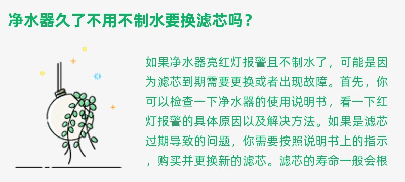 净水器久了不用不制水要换滤芯吗？