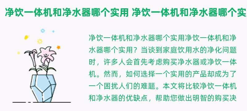 净饮一体机和净水器哪个实用 净饮一体机和净水器哪个实用一点