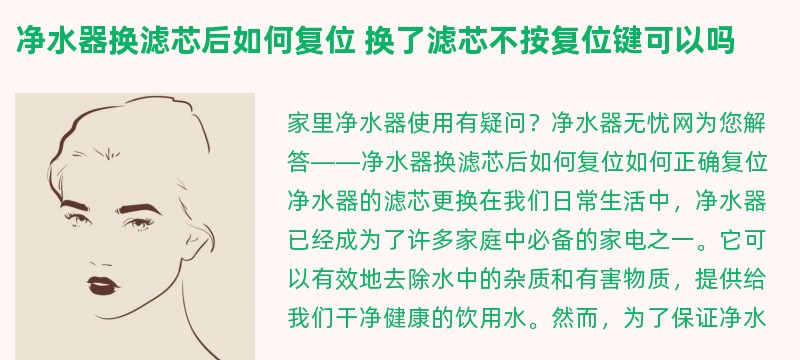 净水器换滤芯后如何复位 换了滤芯不按复位键可以吗