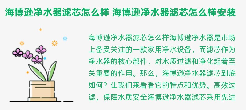 海博逊净水器滤芯怎么样 海博逊净水器滤芯怎么样安装