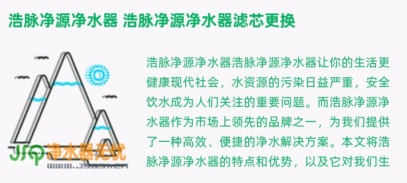浩脉净源净水器 浩脉净源净水器滤芯更换